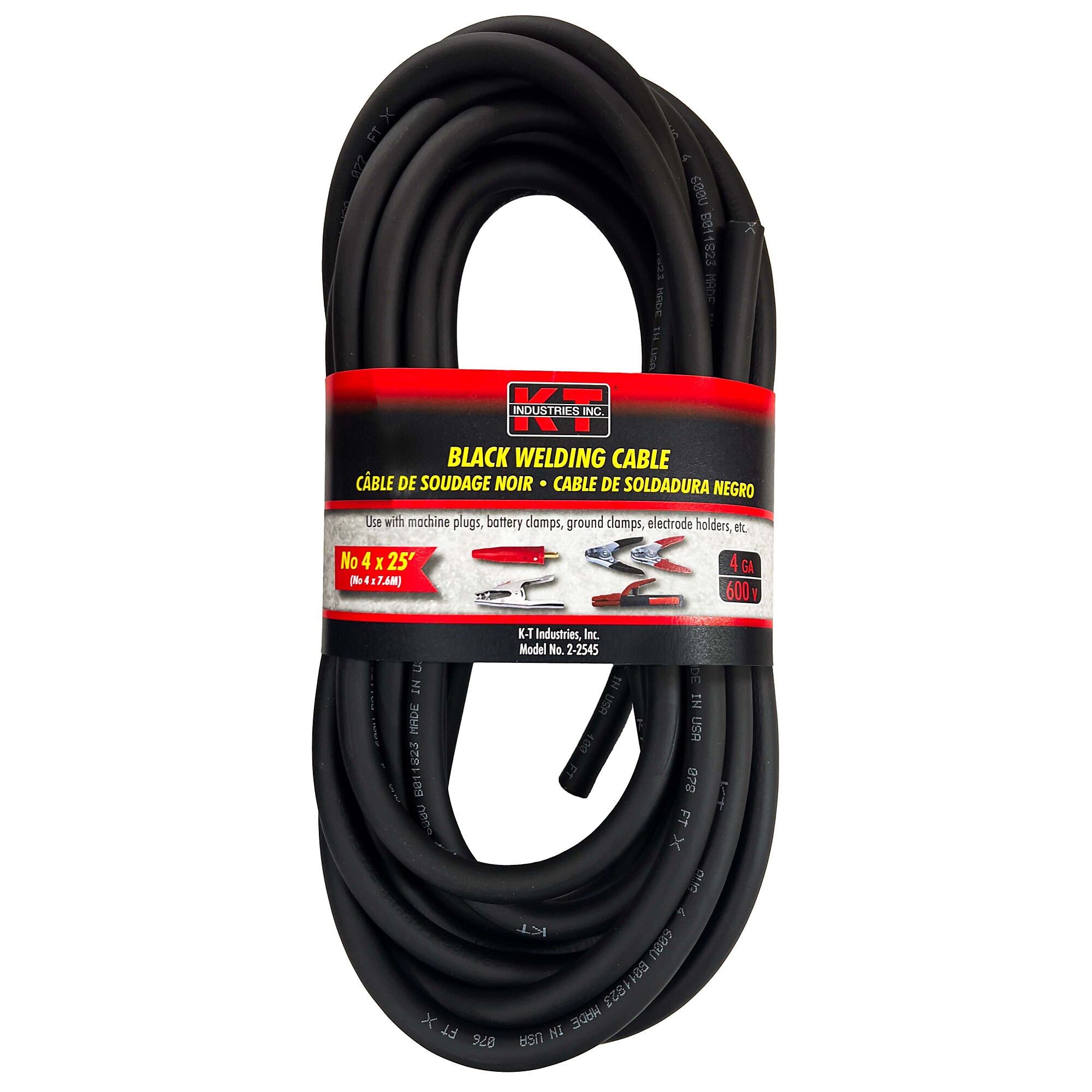 K-T Industries Welding Cable, No. 4, 25ft. Spool, 600V, Model# 2-2545